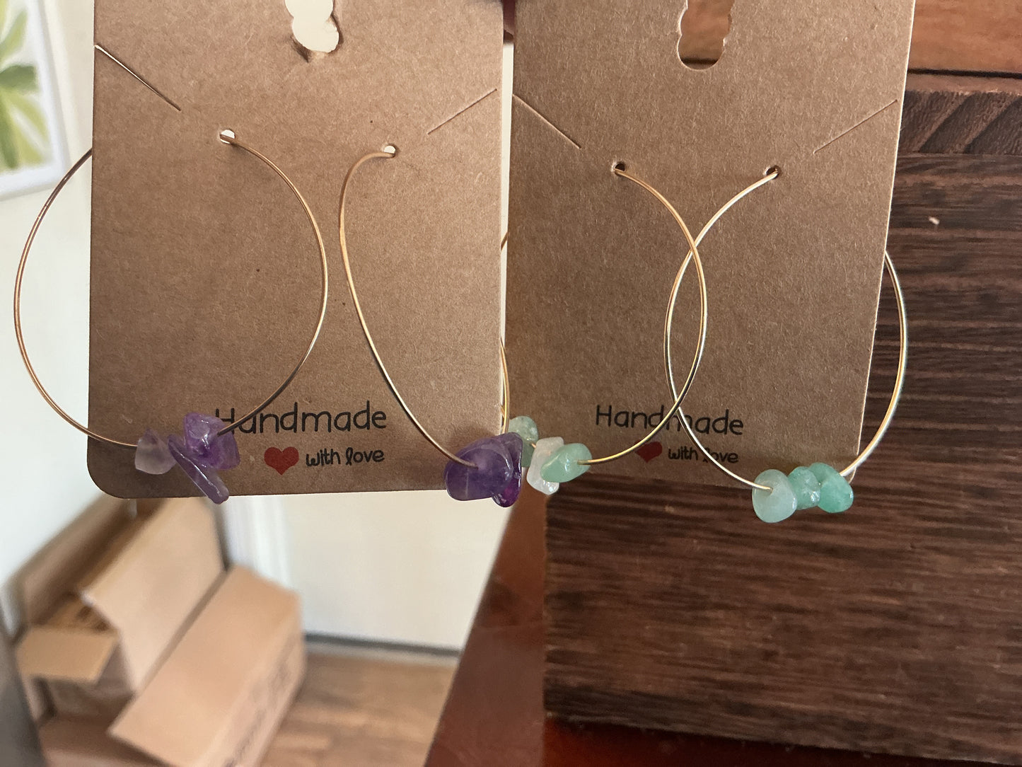 Hoop Earrings with Multi-Colored Stones