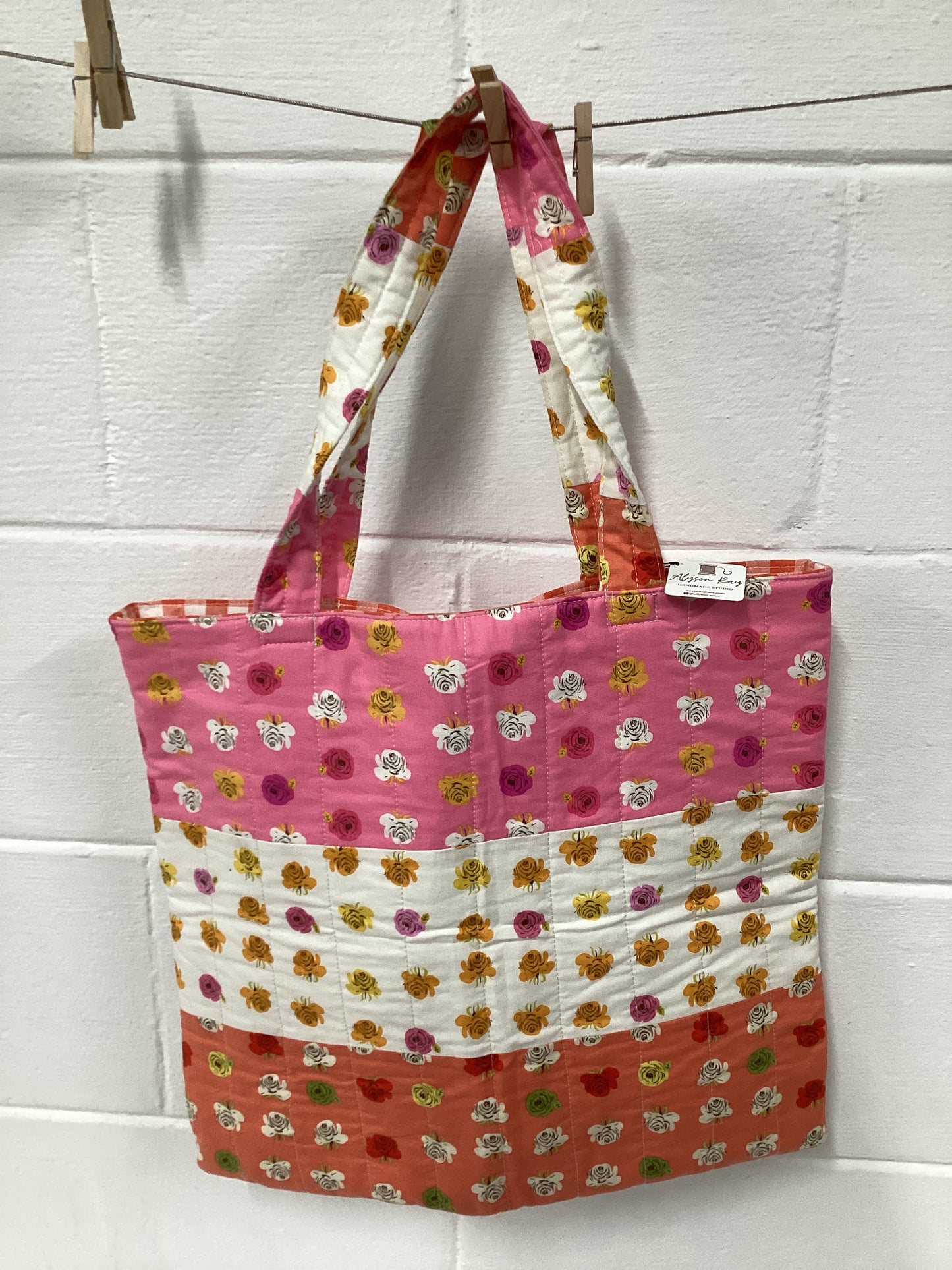 Alyson Ray Handmade quilted Tote in Sunrise Flower Pattern