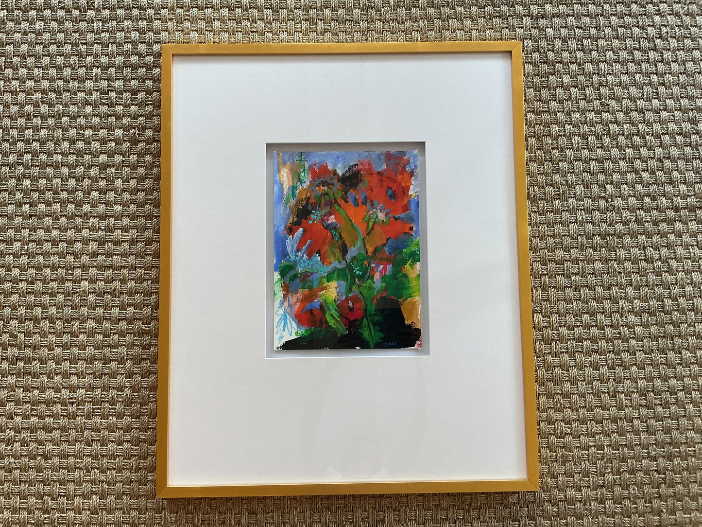 Painted Paper Piece by Dinah Rhodes framed to 28” x 34”