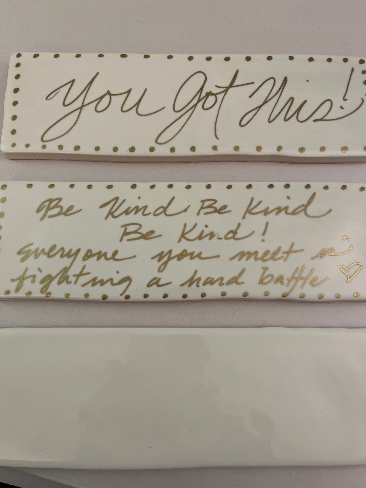 Gold Words on Tile by Lisa Wallace