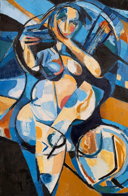 “She became the instrument and remained tangled in the song”, Painting by Jayne Jackson