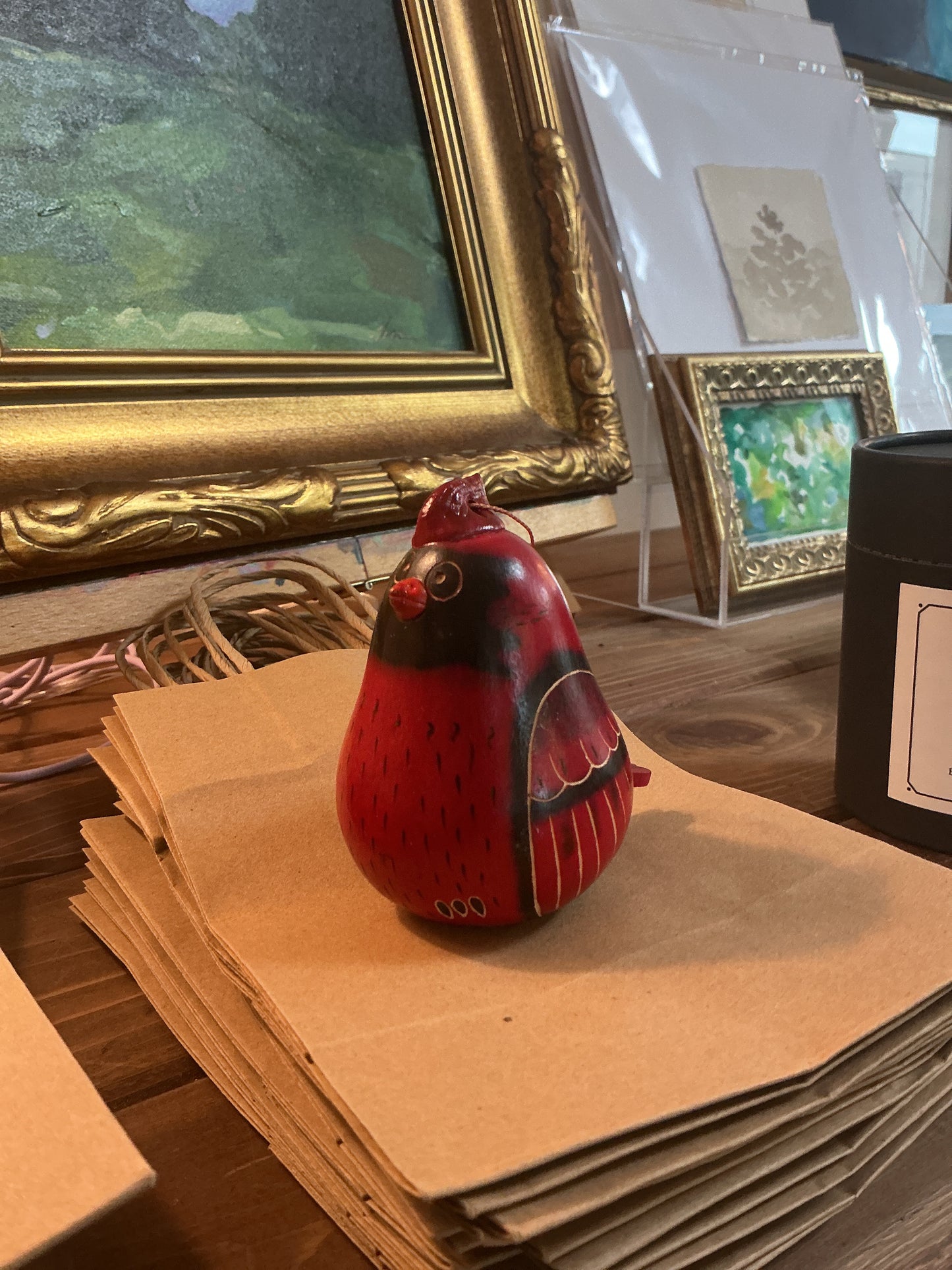 Cardinal Gourd Ornament