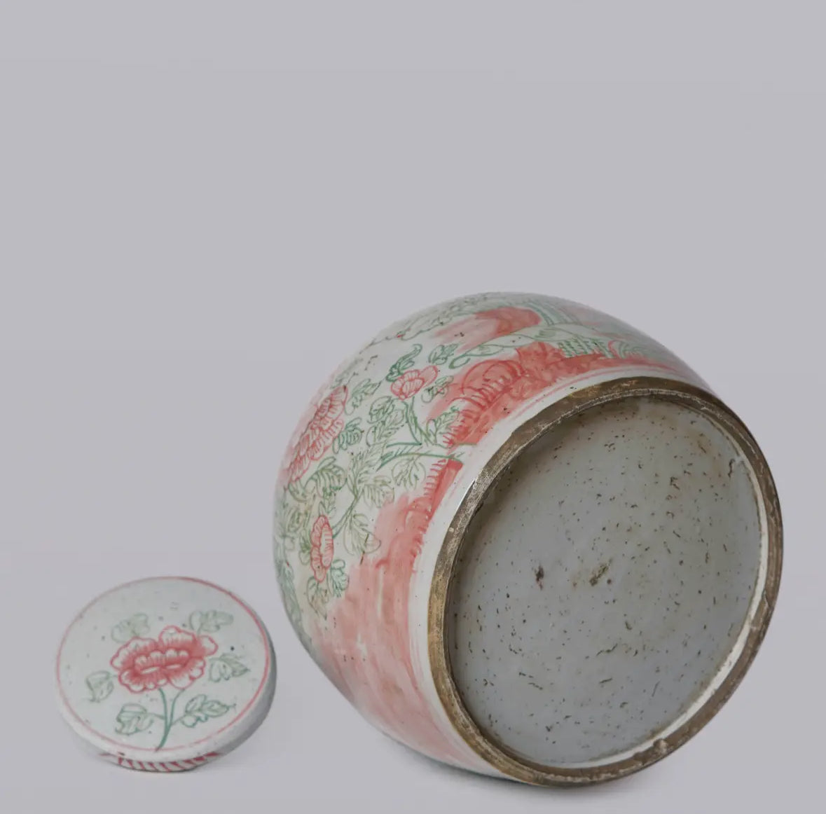 Pink and Green Porcelain Four Seasons Jar