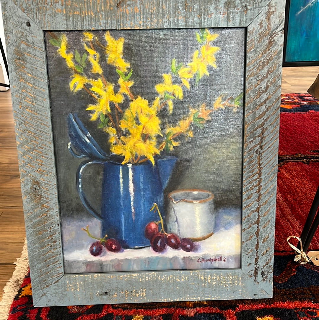 Forsythia in Blue by Carol Howdyshell
