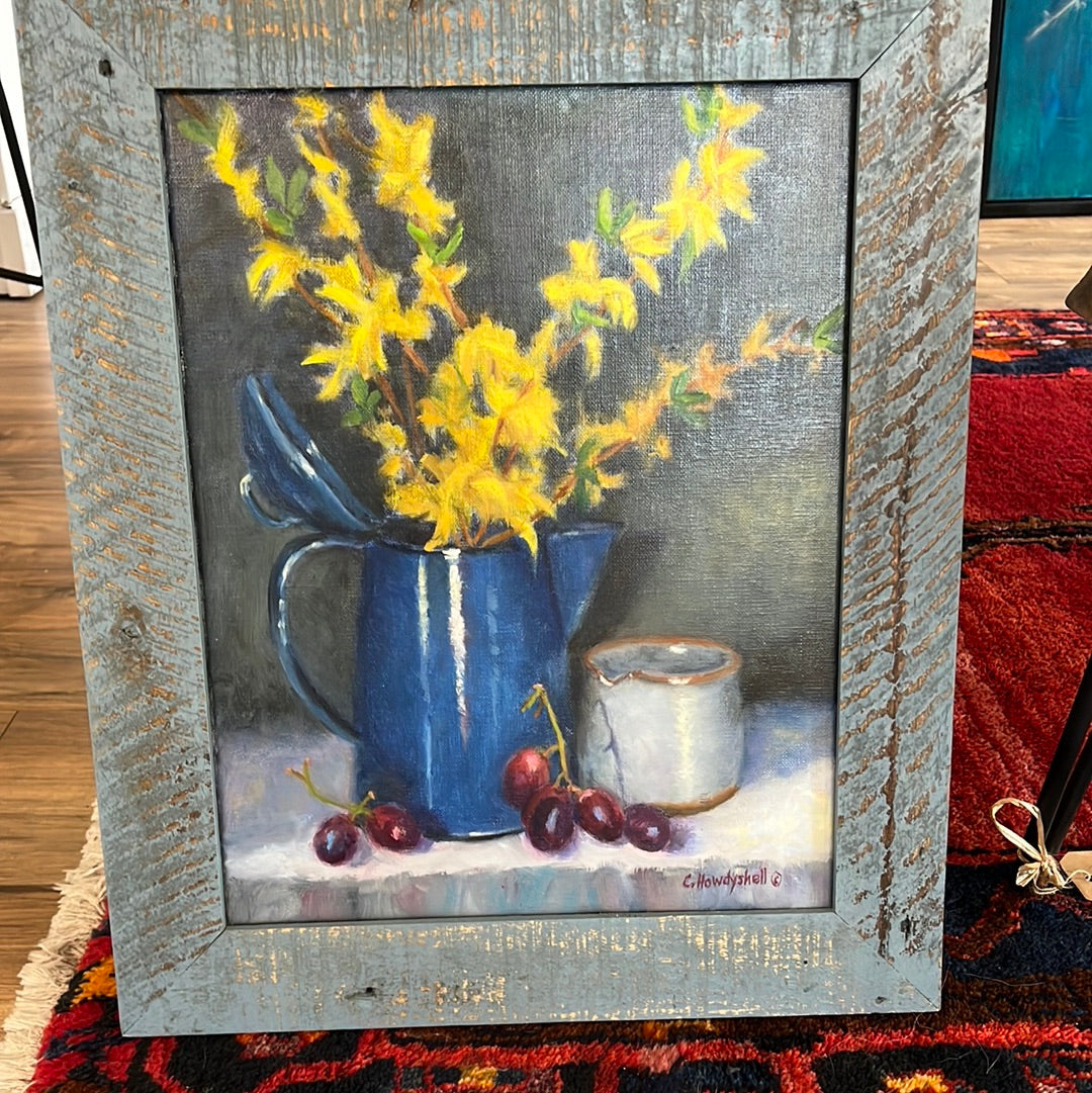 Forsythia in Blue by Carol Howdyshell