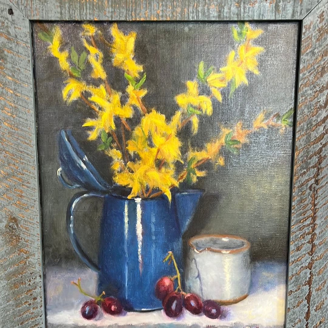 Forsythia in Blue by Carol Howdyshell