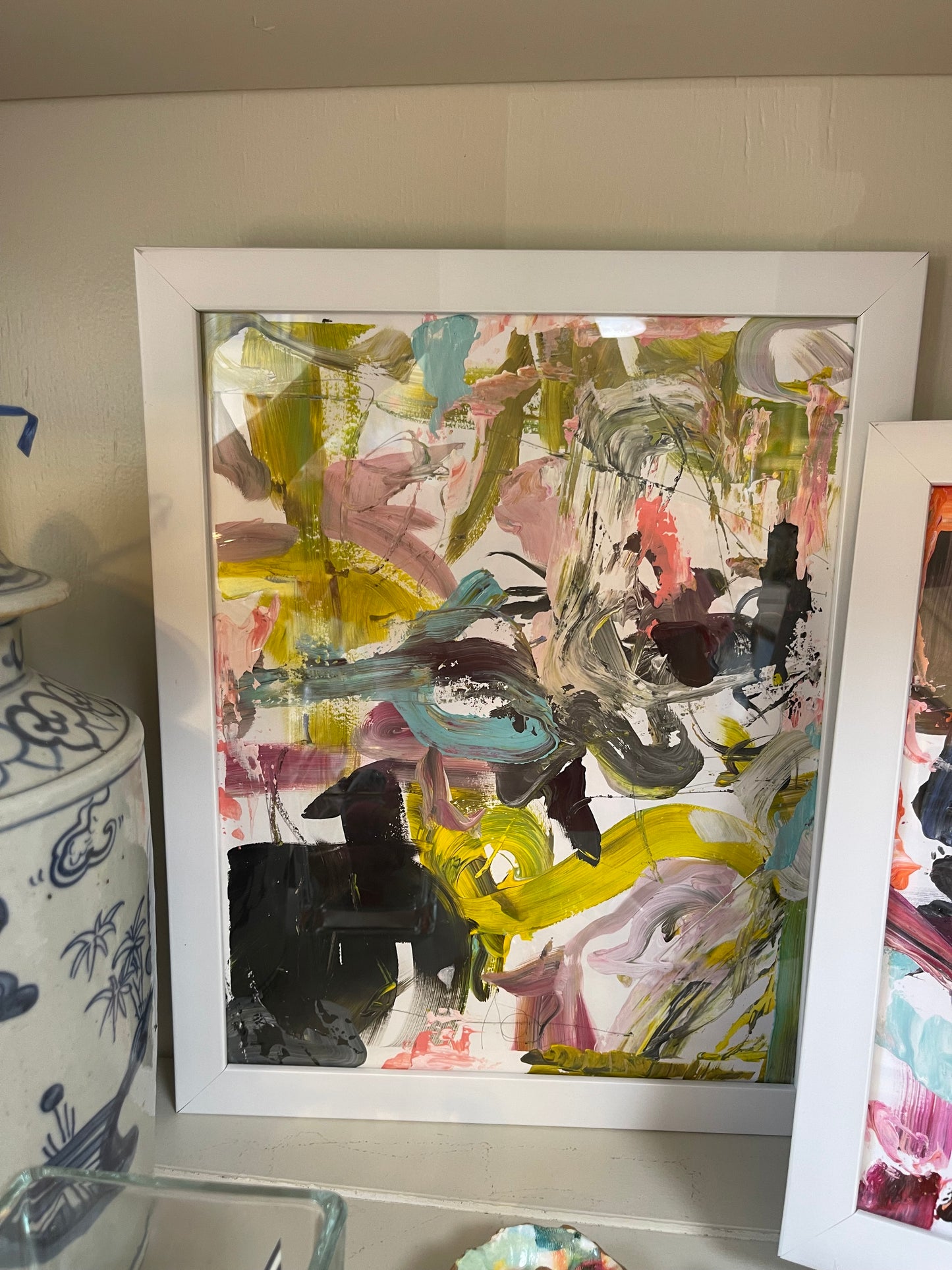 Lime Greens & Baby Pink Abstract ArtByGrayce