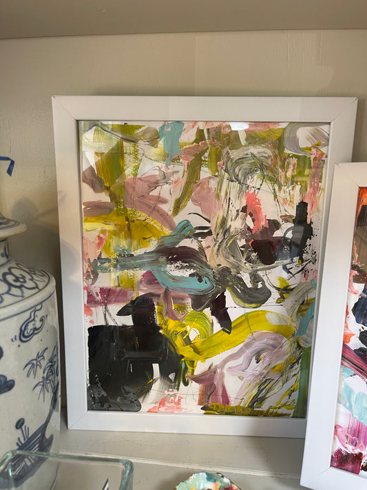 Lime Greens & Baby Pink Abstract ArtByGrayce