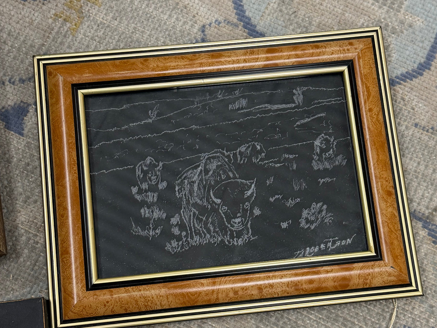 Etched Glass TR Framed Moose,Deer,Buffalo