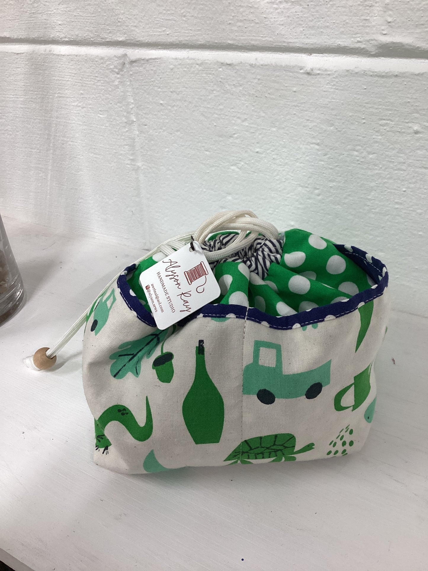 Alyson Ray Think Green Drawstring bag with Pocket