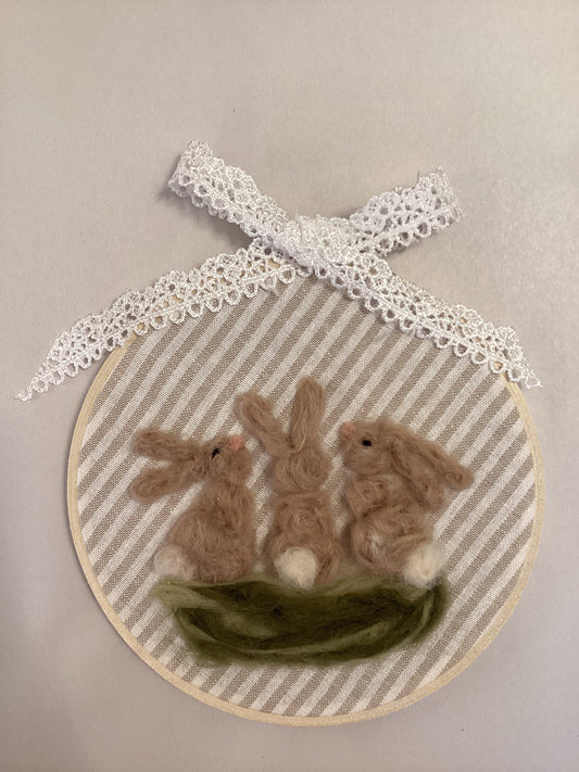 3 bunnies embroidery ArtByGrayce