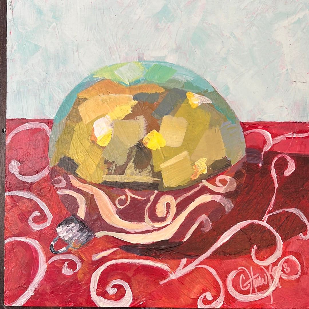 Ornament on Red by Cindy Hawkes