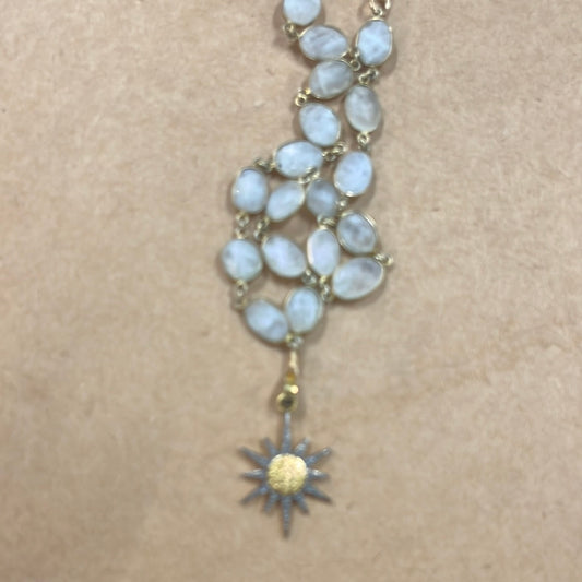 Moonstone chain w/GF pave diamond pendant