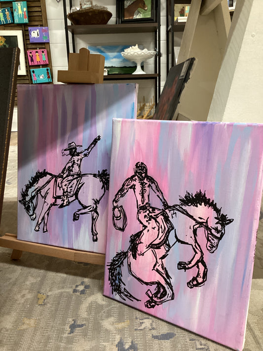 cowboys pink & blue ArtByGrayce