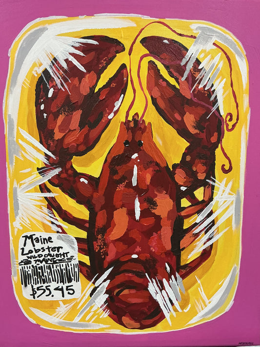ArtByGrayce “Maine Lobster” Hot Pink 16x20