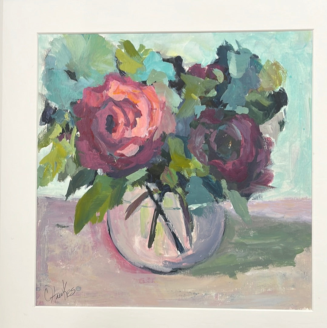Pink and Purple Roses by Cindy Hawkes