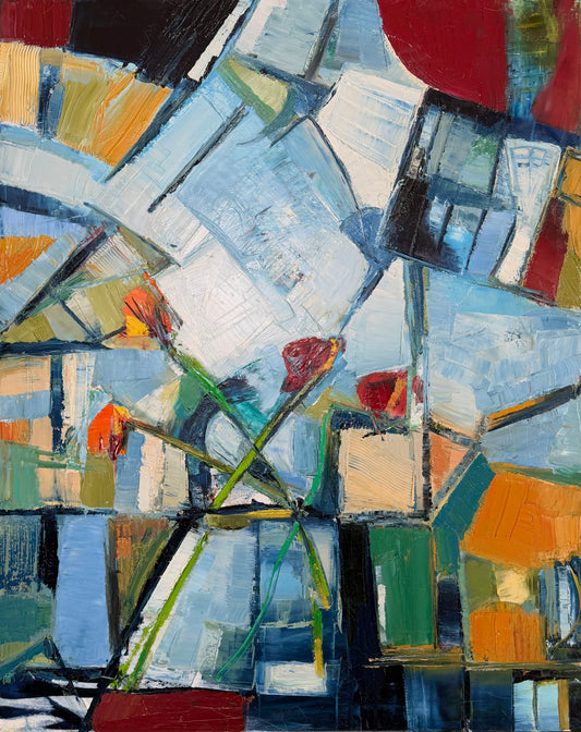 “Kitchen Blooms, Antique Glass”, Painting by Jayne Jackson