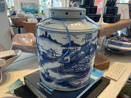 Blue and White Village Jar