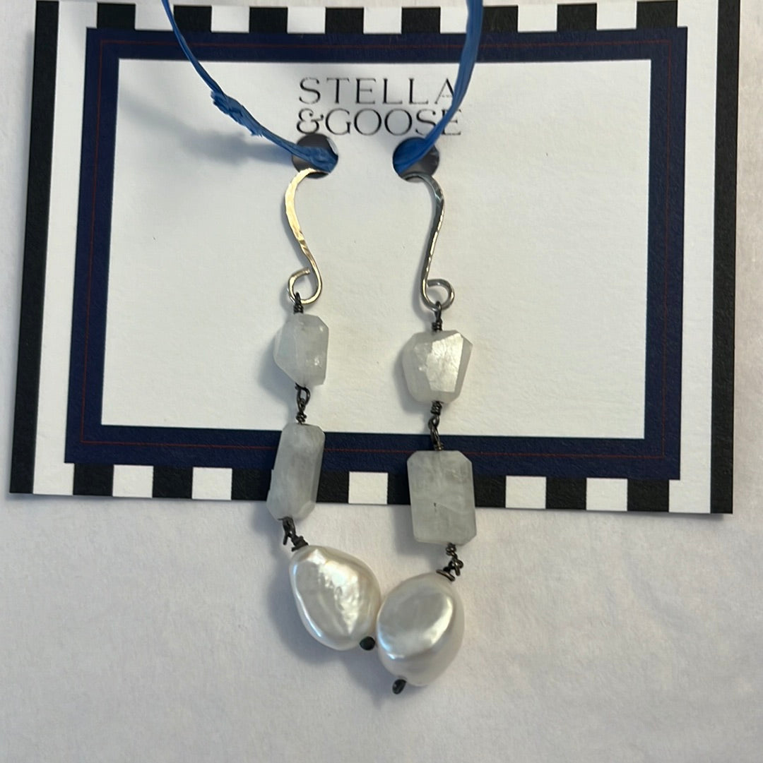 Moonstone and Pearl Earrings by Sheri Sims