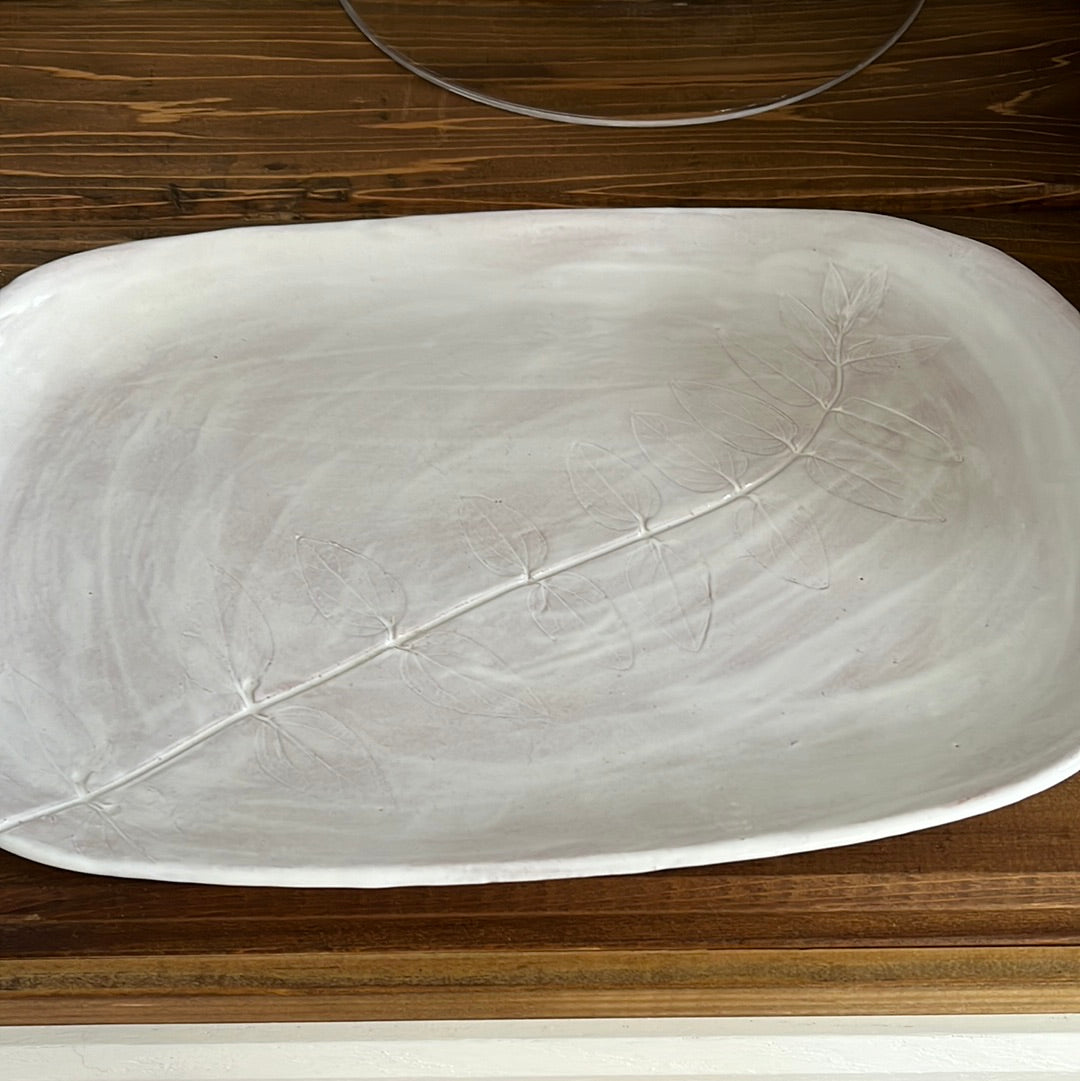 Pressed White Platter by Rebecca