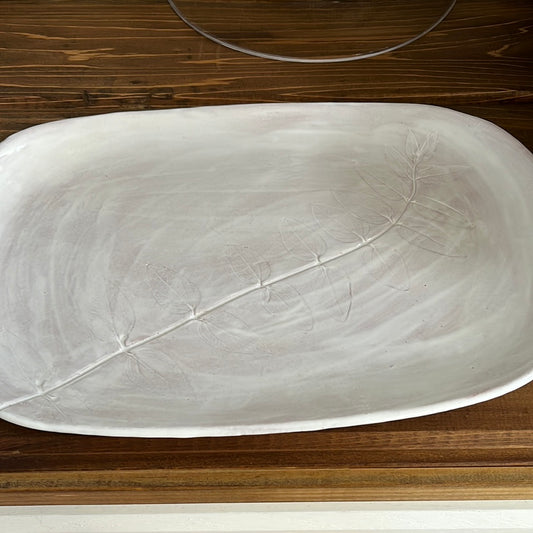 Pressed White Platter by Rebecca