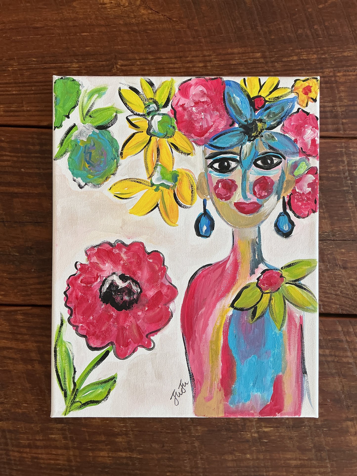Pinky Flower by Juju - 11x14