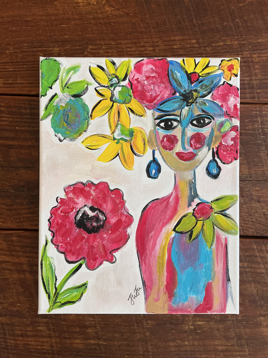 Pinky Flower by Juju - 11x14