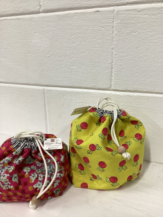 Alyson Ray Yellow & Roses Drawstring bag