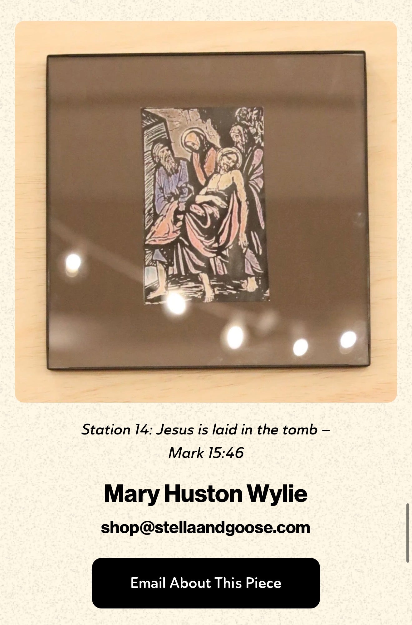 Station 14: Jesus is laid in the tomb Mark 15:46