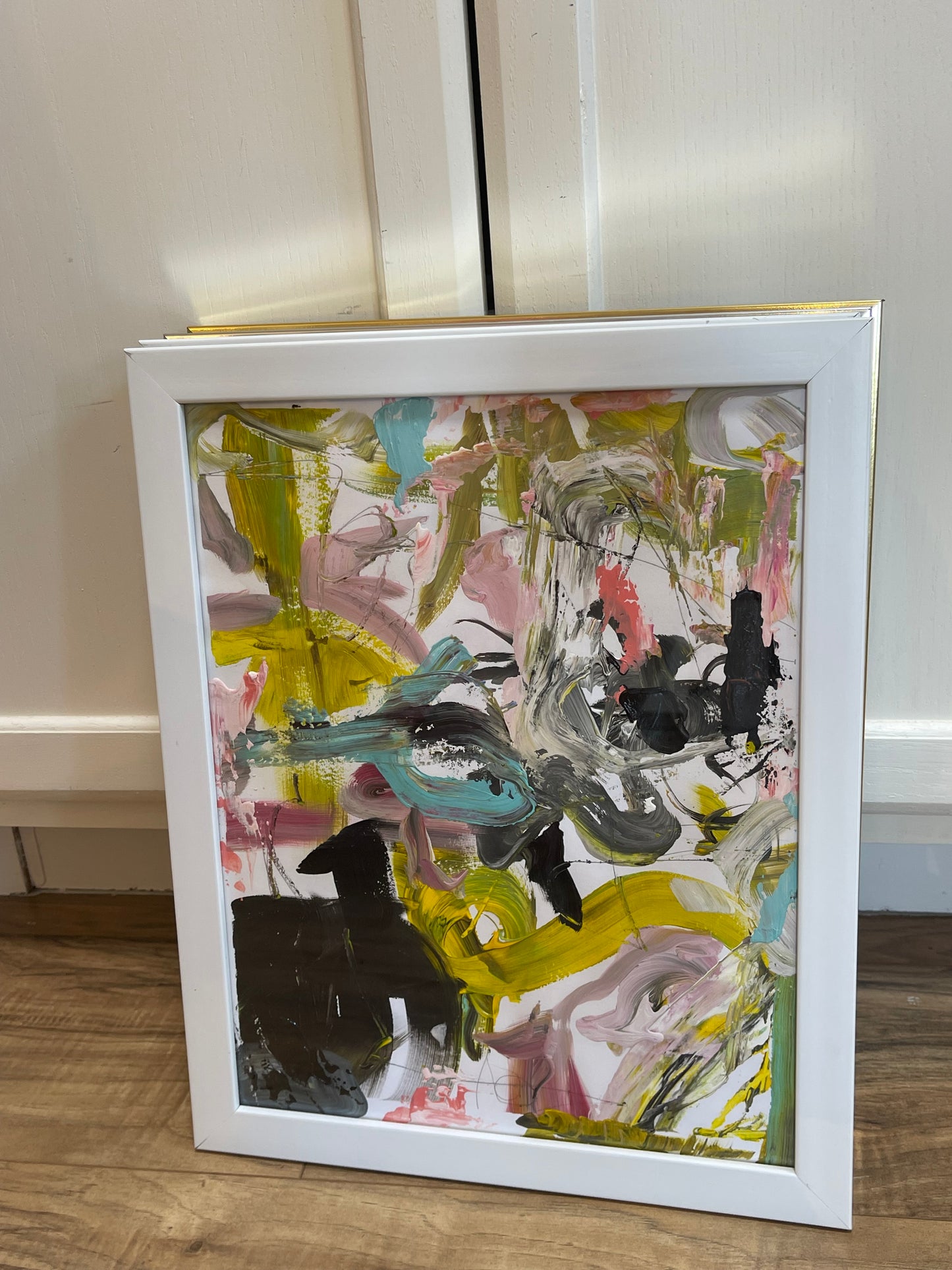 Lime Greens & Baby Pink Abstract ArtByGrayce