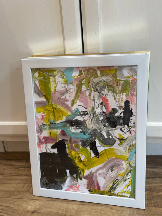 Lime Greens & Baby Pink Abstract ArtByGrayce