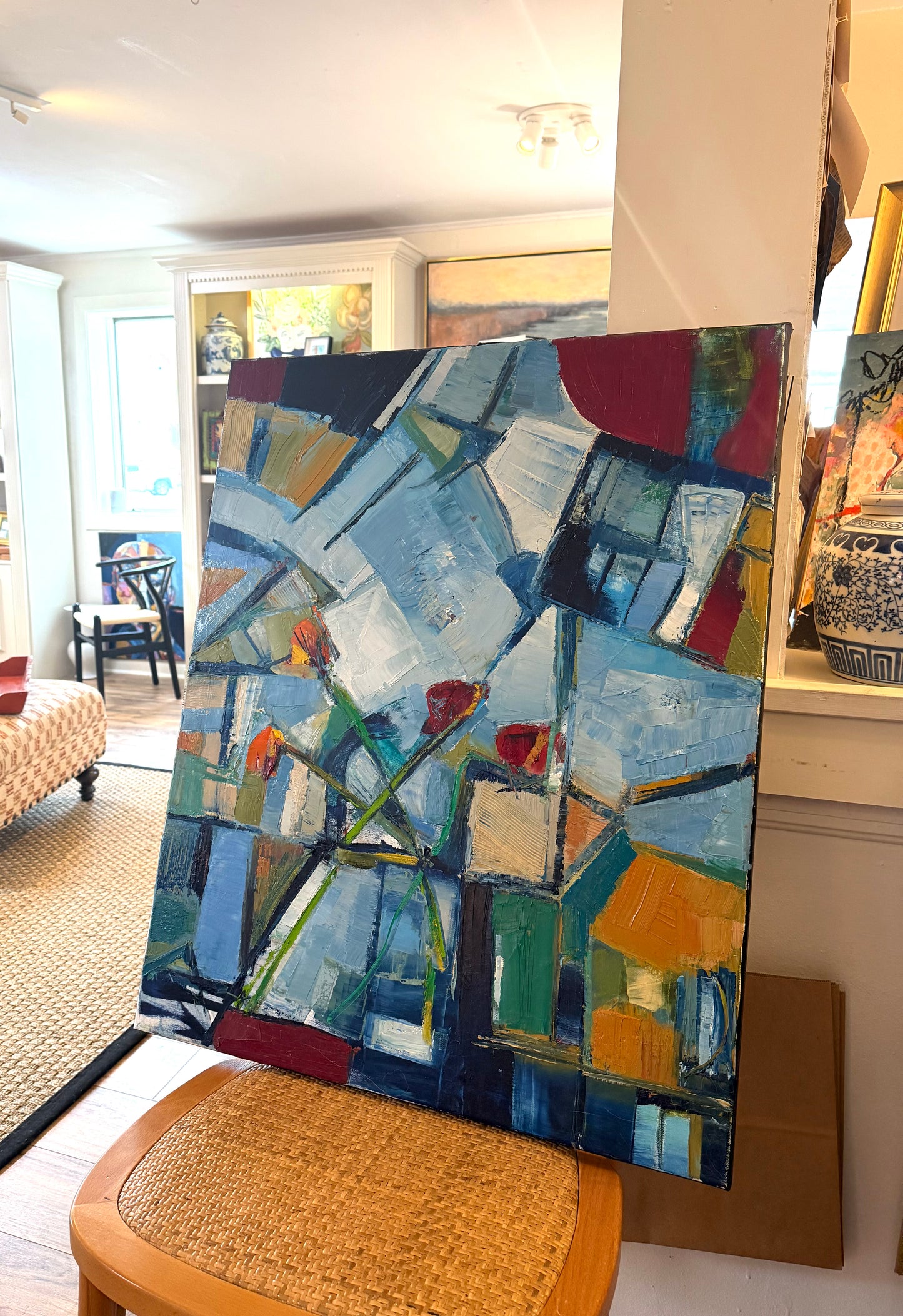 “Kitchen Blooms, Antique Glass”, Painting by Jayne Jackson