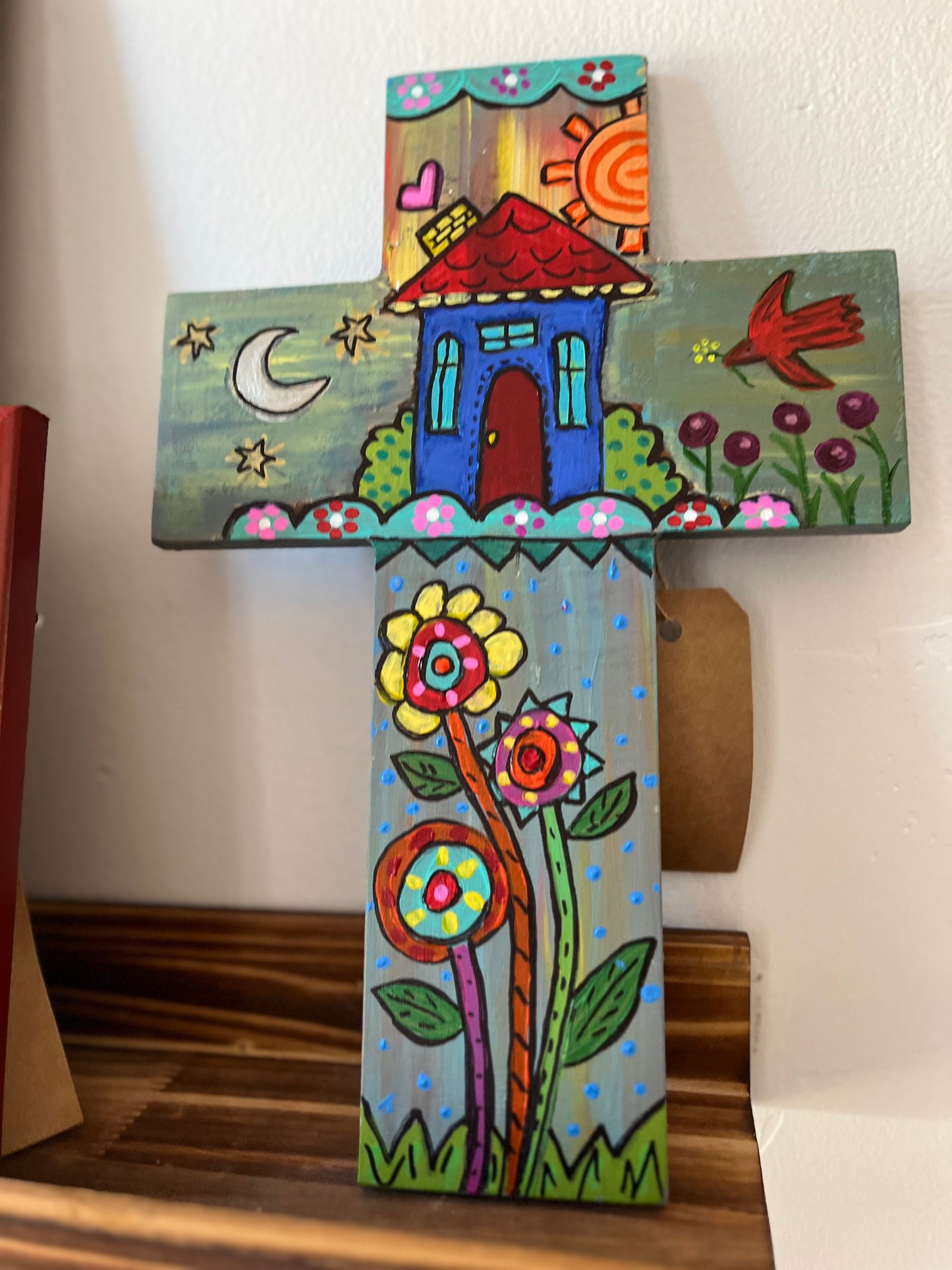Large Hand-painted Cross by Provie