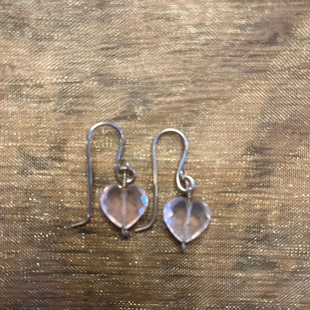 Rose Quartz Heart 💜 Earrings by Sheri Sims