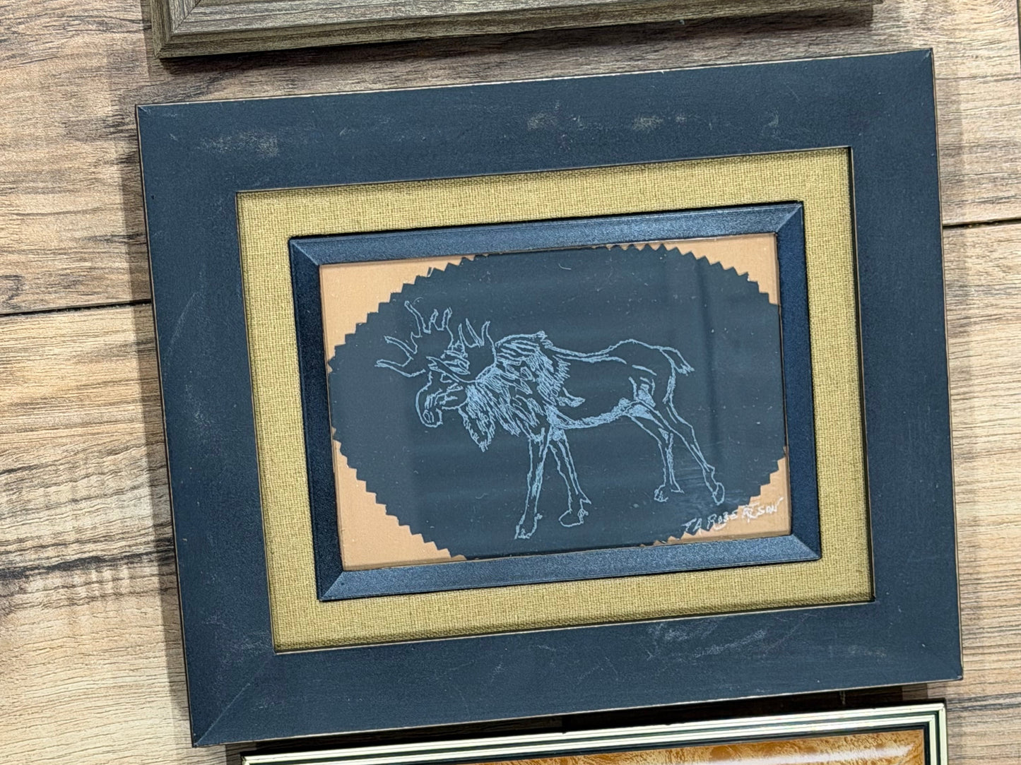 Etched Glass TR Framed Moose,Deer,Buffalo