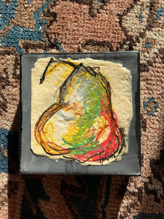 Abstract Pear on canvas 4 x 4