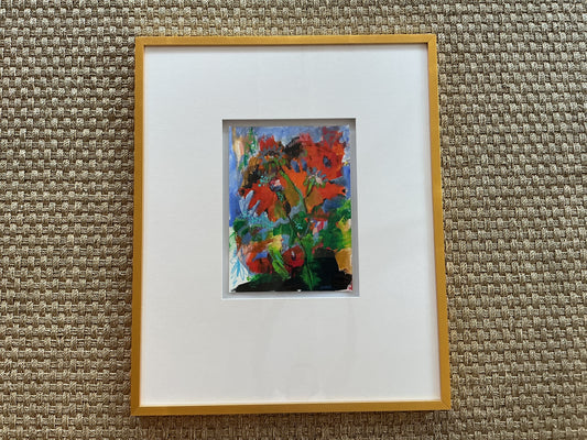 Painted Paper Piece by Dinah Rhodes framed to 28” x 34”