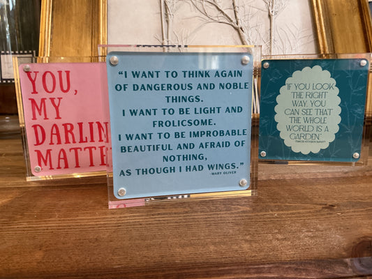Inspirational card in acrylic frame