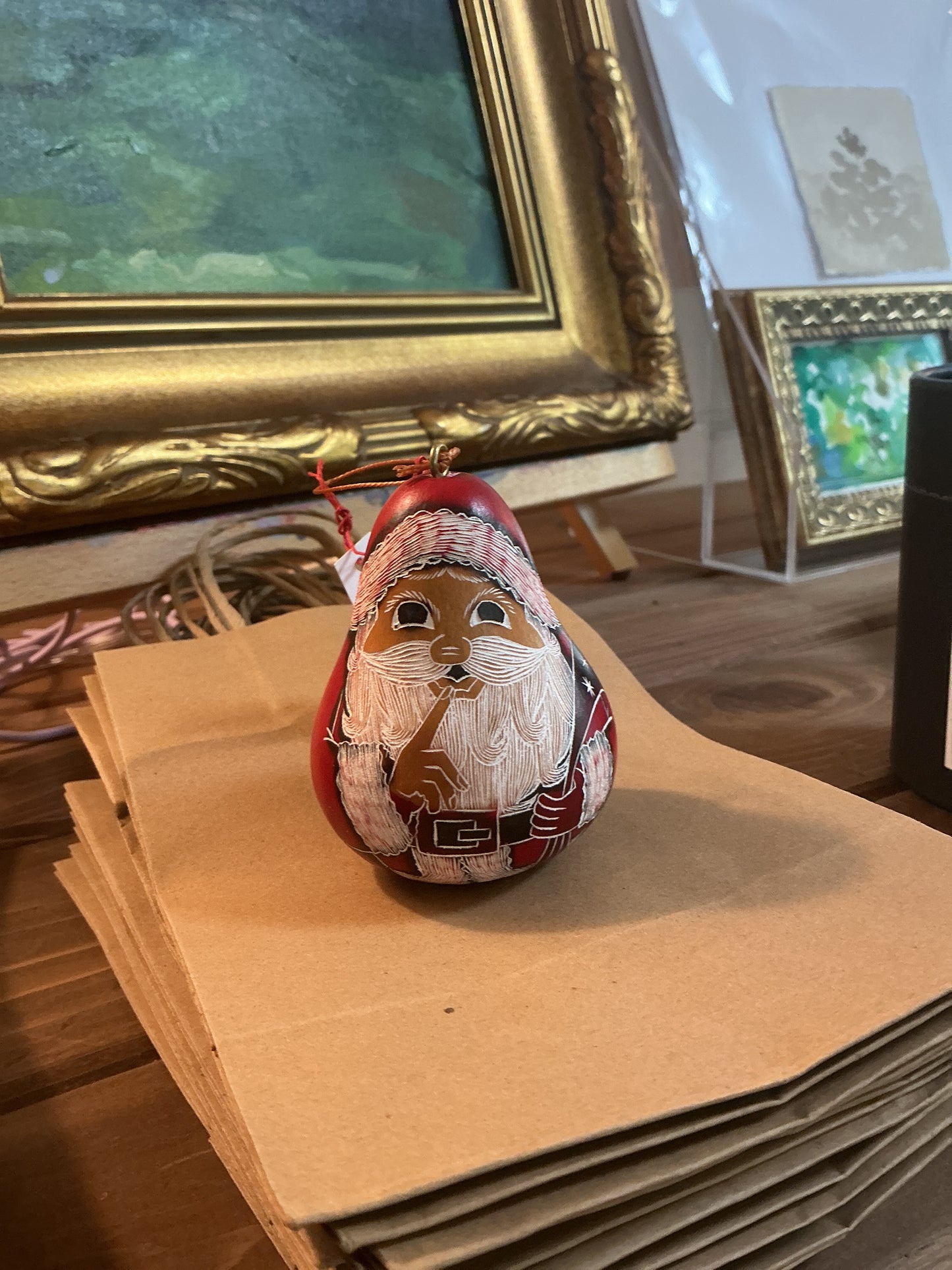 Santa Gourd Ornament