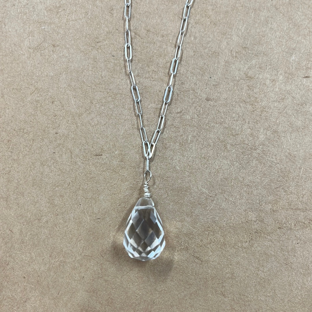 Sterling silver chain with crystal pendant