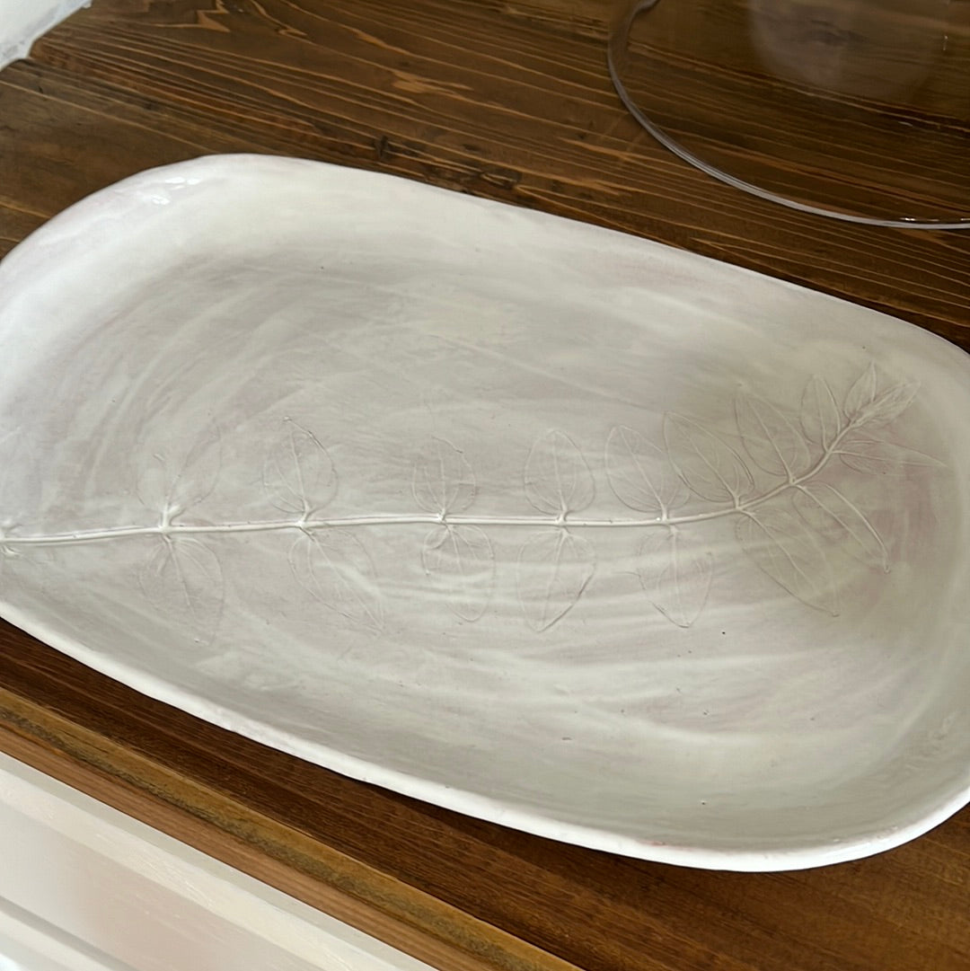 Pressed White Platter by Rebecca