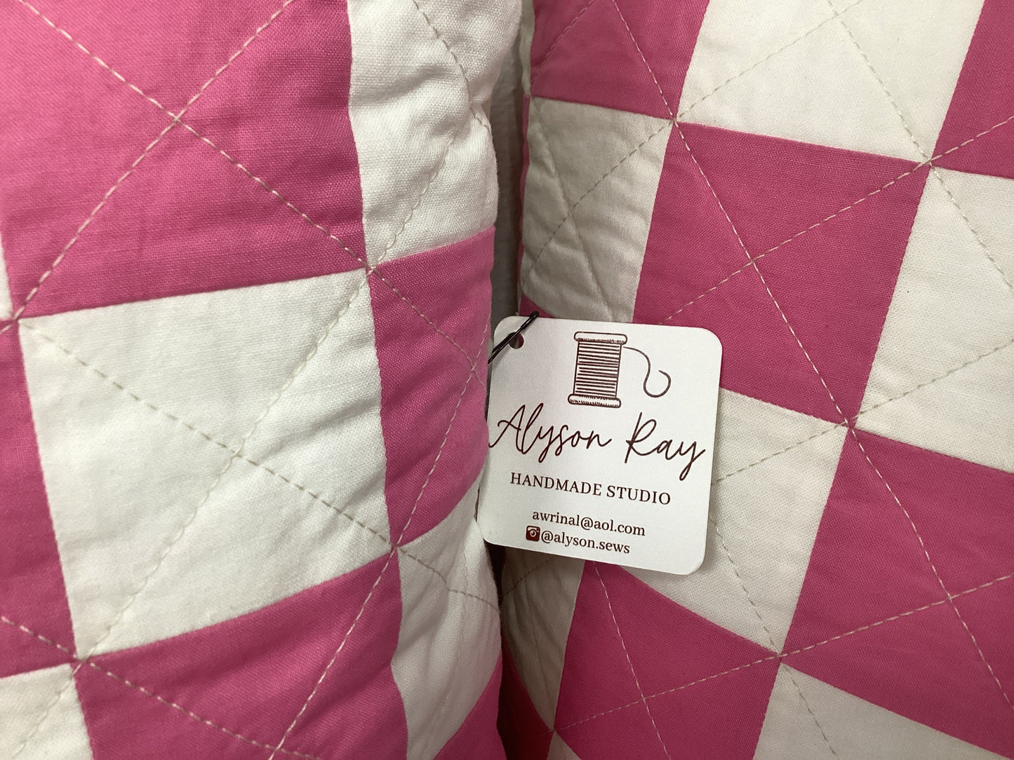 Alyson Ray Handmade Pink & White Pillow
