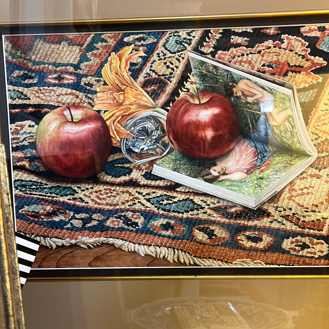 Two Apples on Turkish Rug (Watercolor)