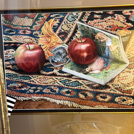 Two Apples on Turkish Rug (Watercolor)