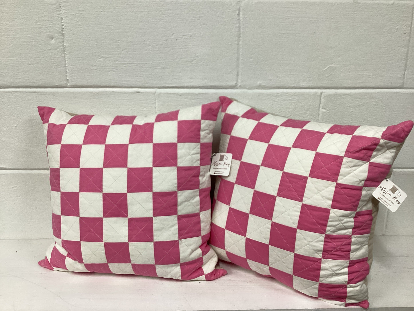 Alyson Ray Handmade Pink & White Pillow
