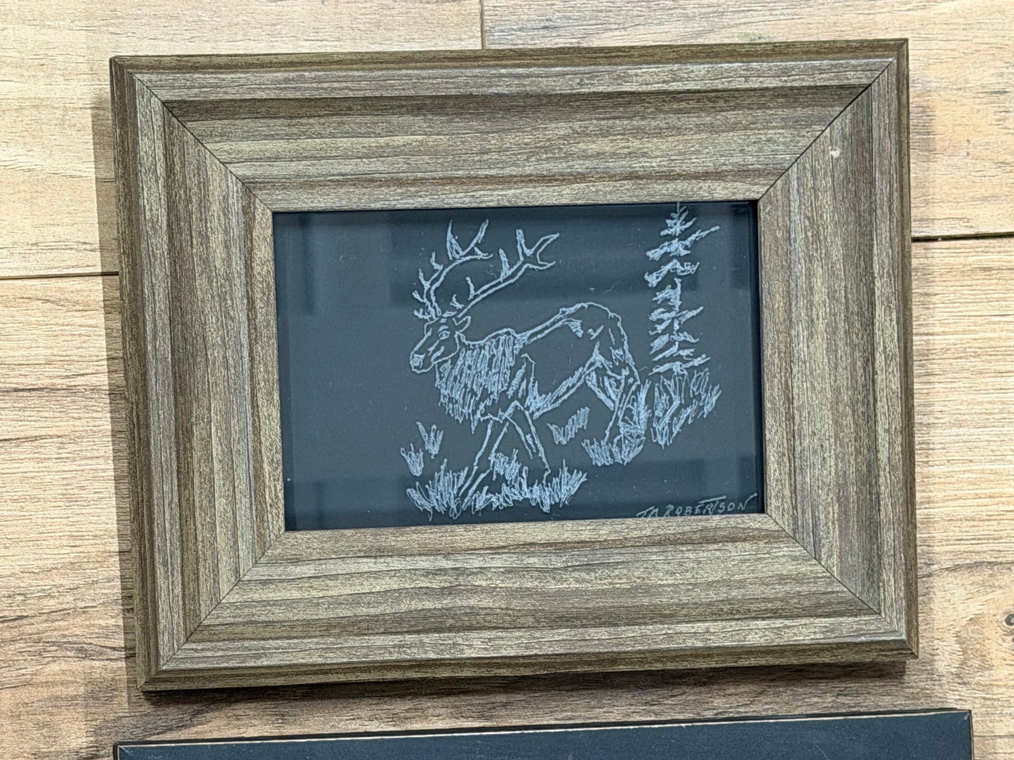 Etched Glass TR Framed Moose,Deer,Buffalo