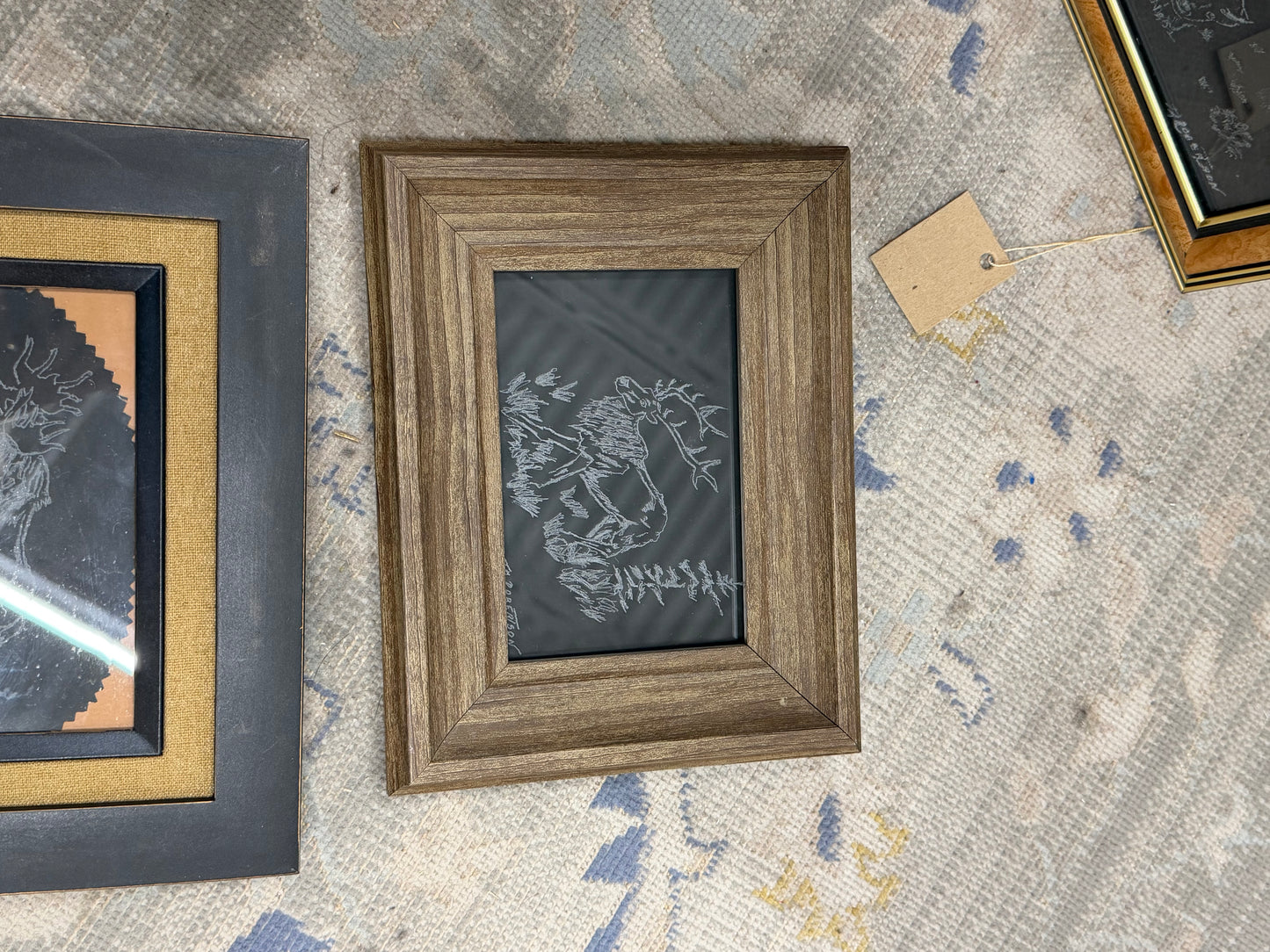 Etched Glass TR Framed Moose,Deer,Buffalo