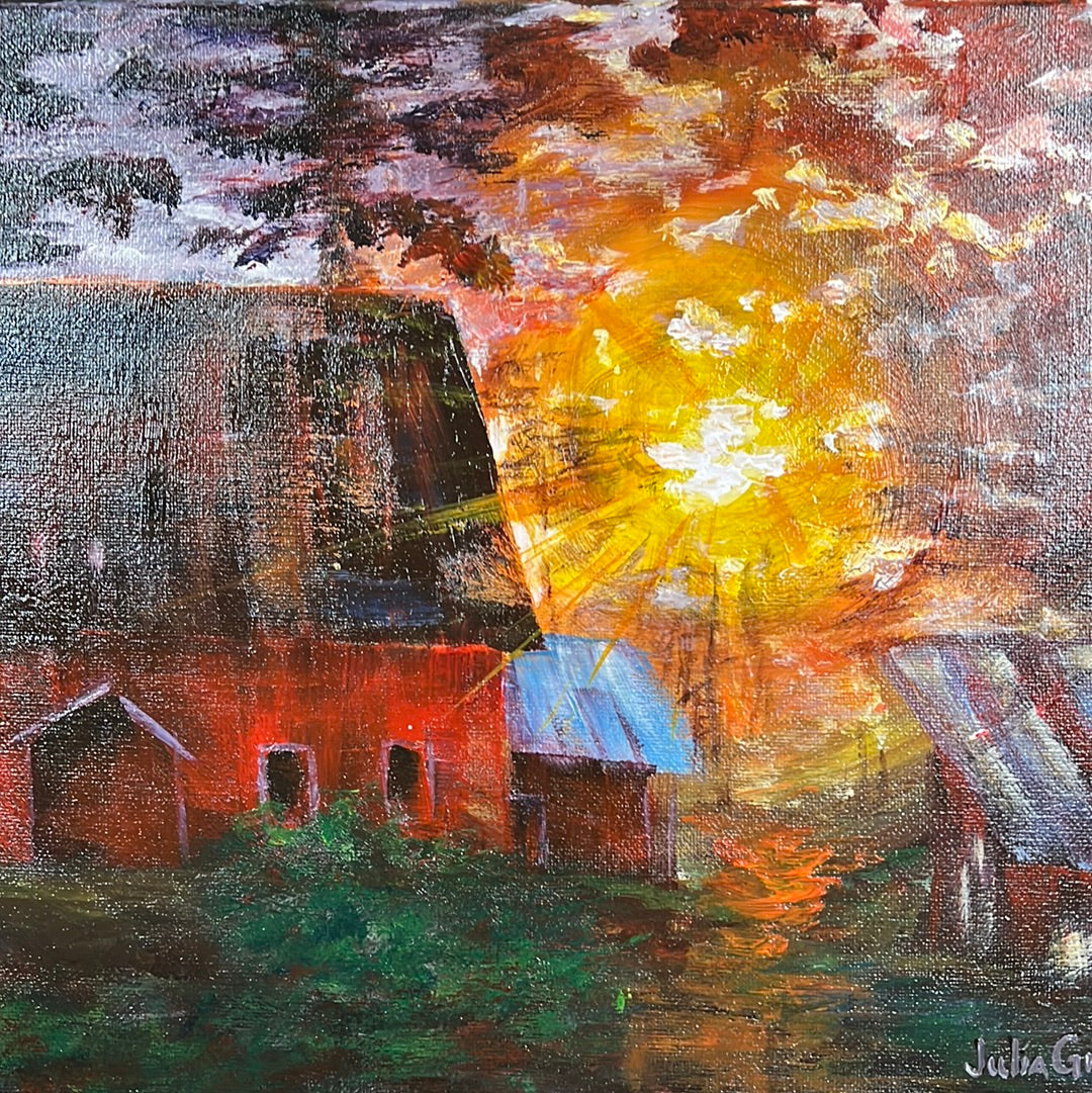 Sunrise Over the Barn by Julia Gray