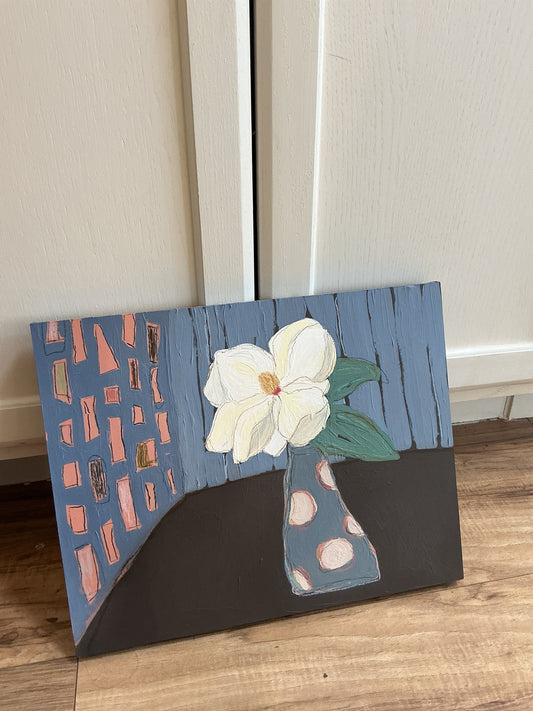 Sweet Magnolia on wood panel