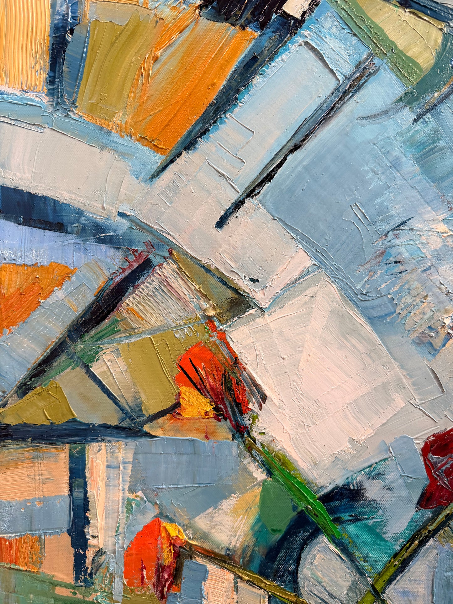 “Kitchen Blooms, Antique Glass”, Painting by Jayne Jackson